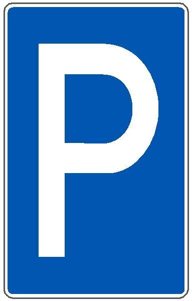 Parkplatzschild mit P in blau/weiß
