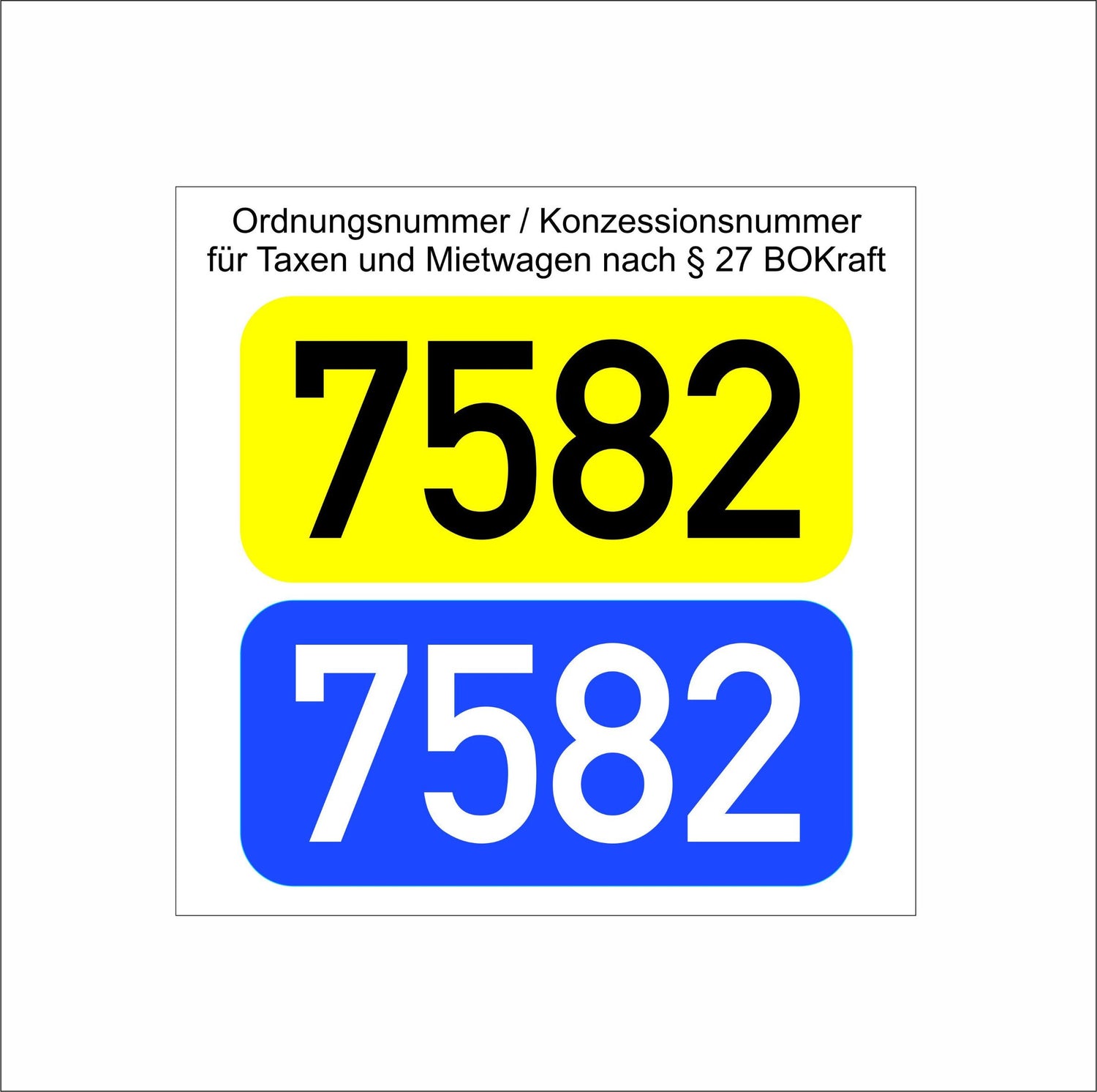 Ordnungsnummern für Taxi und Mietwagen ab 5,40 Euro bestellen