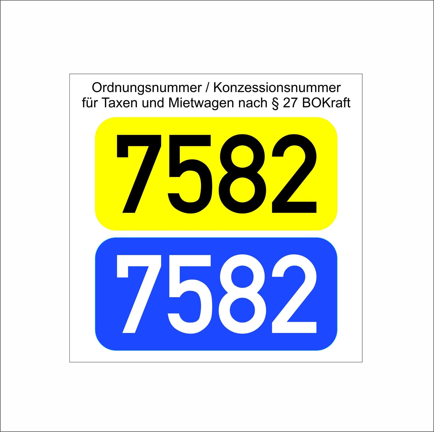 Ordnungsnummern für Mietwagen und Taxi nach BOKraft §27 von Somaspa