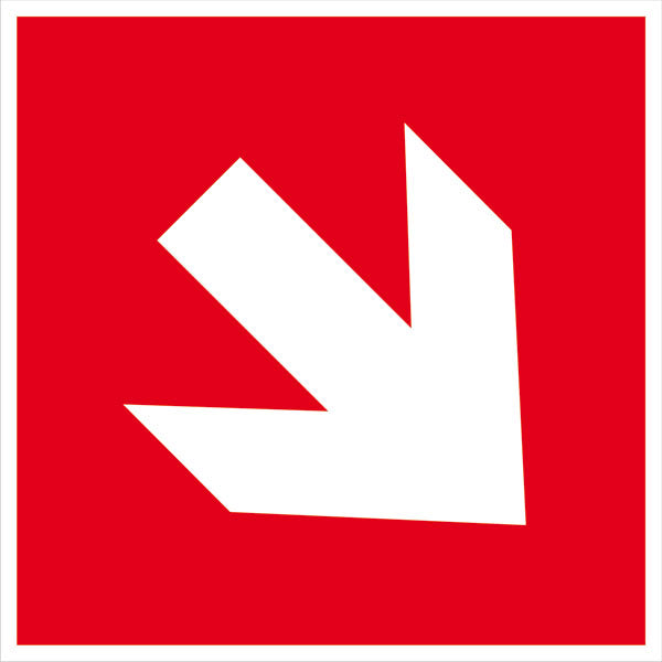 Brandschutzschild Pfeil schäg langnachleuchtend DIN 7010 ASR A1.3