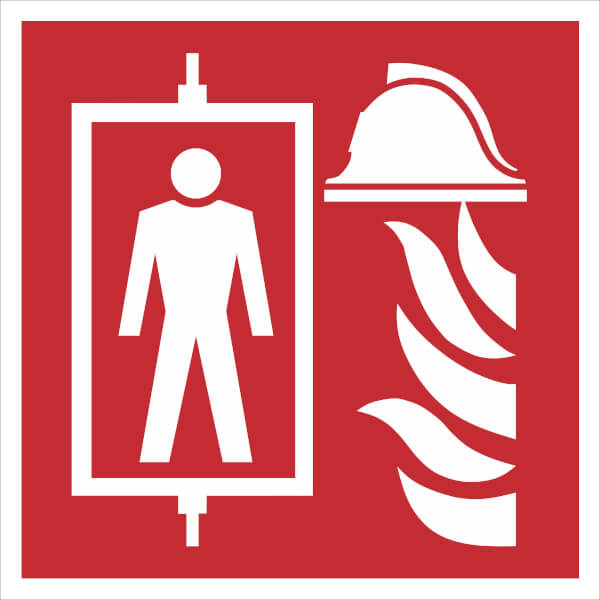 Brandschutzschild Feuerwehr-Aufzug langnachleuchtend DIN 7010 ASR A1.3