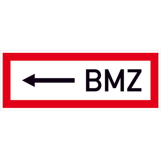 Feuerwehrzeichen nach DIN 4066 mit Text BMZ Pfeil links