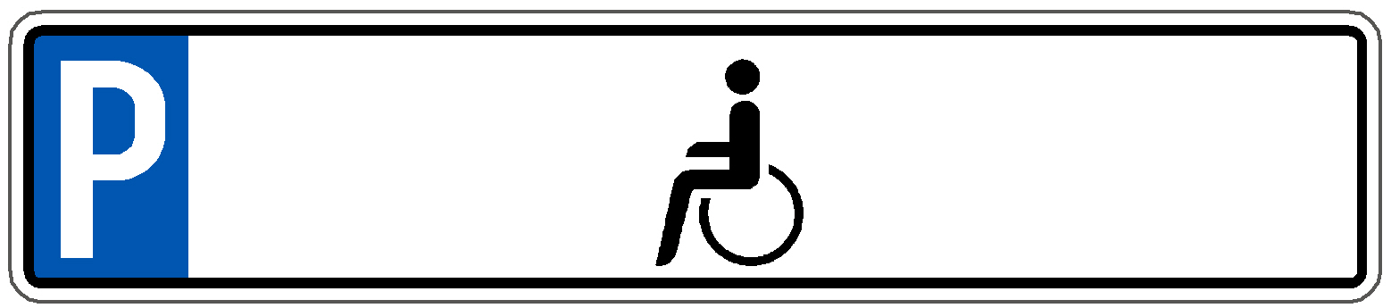 Parkplatzschild mit Behindertensymbol im Kennzeichenformat 520 x 110 mm  - 